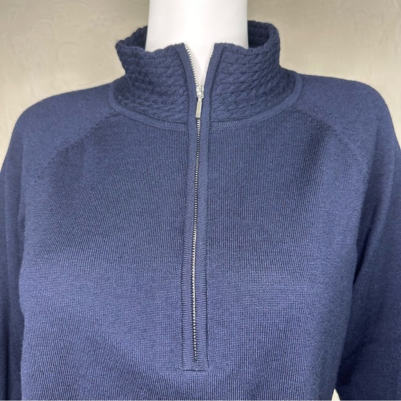Carlisle Collection Merino Wool Cable Neck Quarter Zip Sweater - Picture 8 of 12